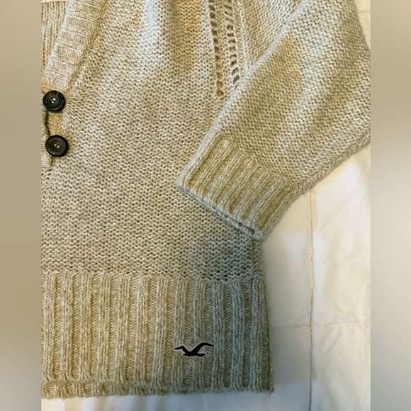 Hollister Light Tan wool blend Knit v neck Pullover sweater size Large - Picture 5 of 7